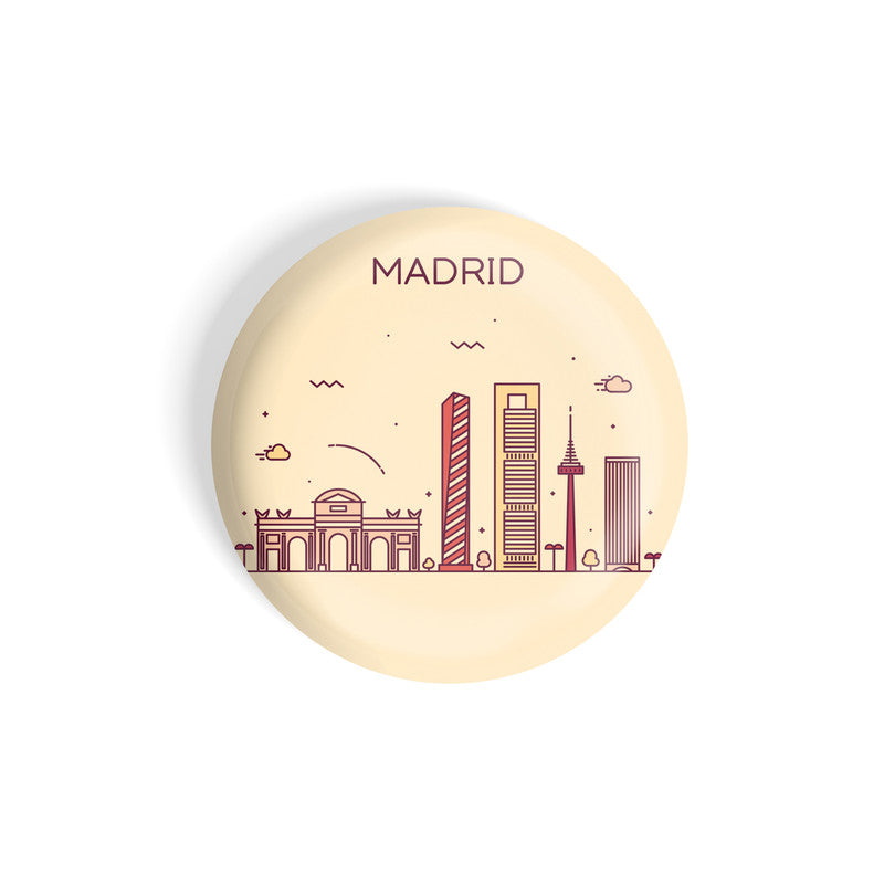 dhcrafts Round Fridge Magnet Brown Color Madrid Glossy Finish Design Pack of 1 (58 mm)